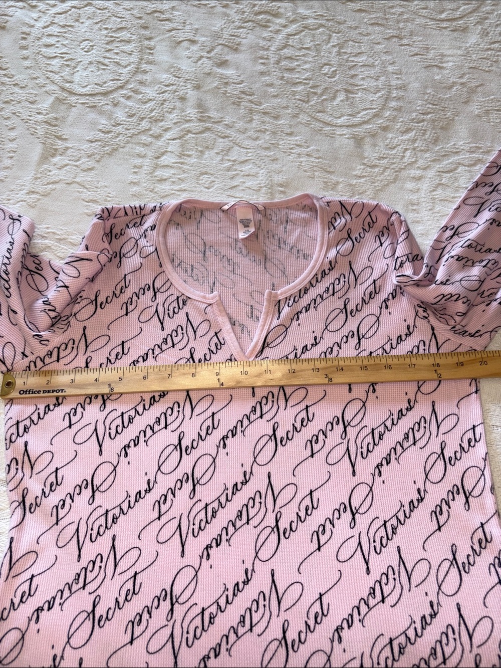 Victoria's Secret Women’s Pink Script Long Sleeve Pajama Set EUC L - Picture 6 of 11